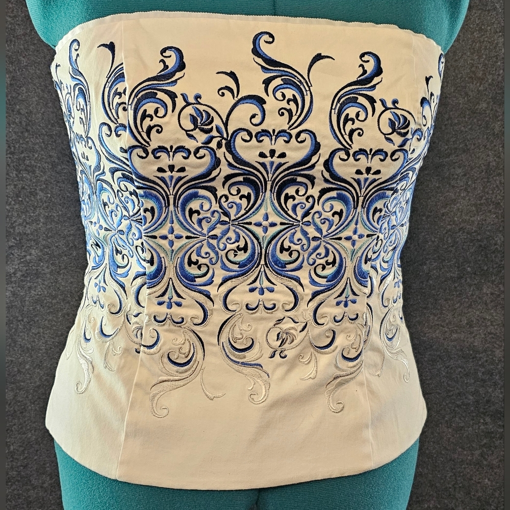 White House Black Market embroidered bustier size 10 WHBM